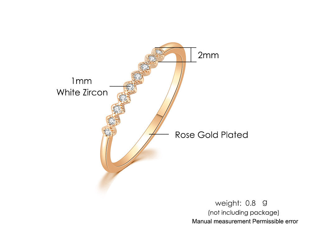 Bague fine pour femme, plaquée or, diamant dans les débris, micro-incrusté, Simple