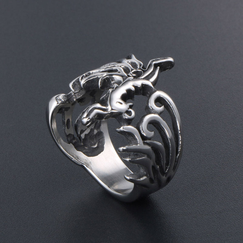 Ornament Retro Phoenix God Bird Titanium Steel Fashion Ring