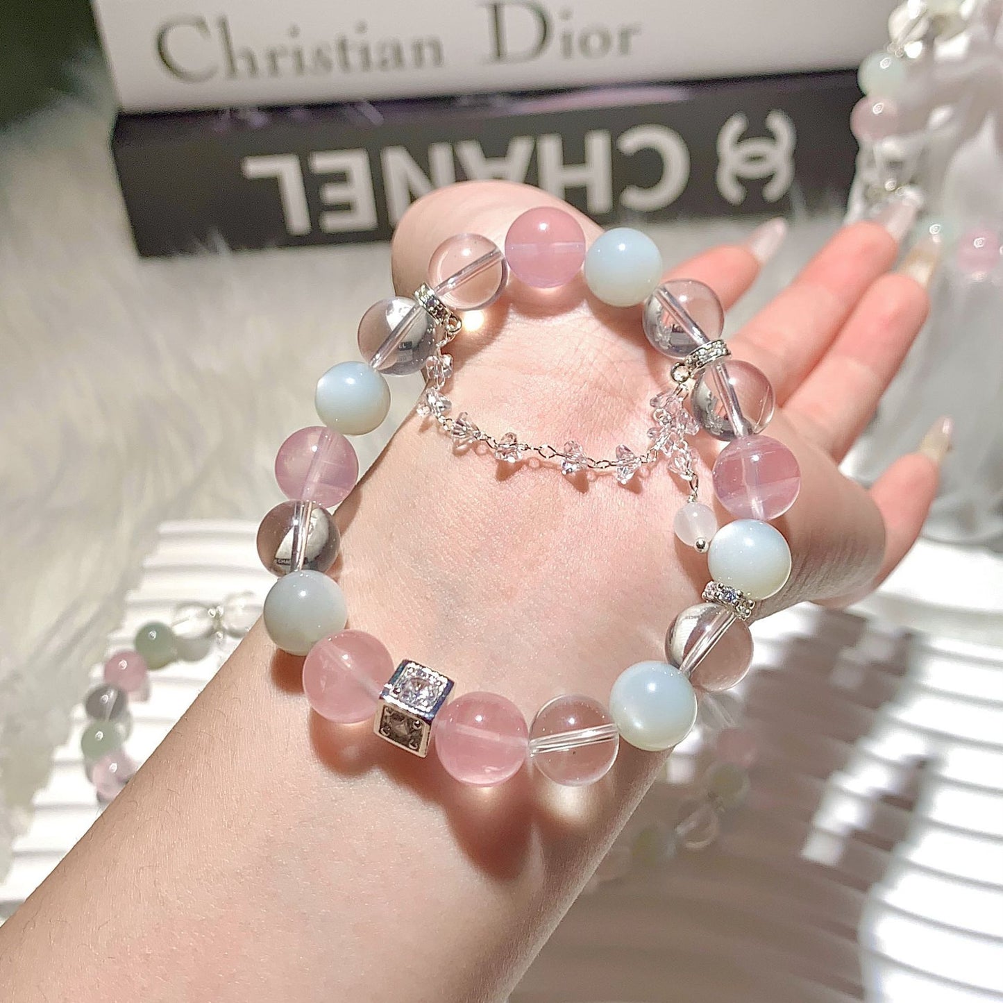 Bracelet en cristal naturel, ornement de Bracelet à pompon DIY