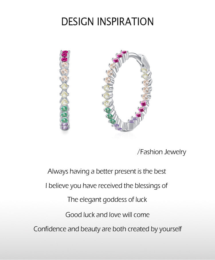 S925 Sterling Silver Color Zircon Earrings