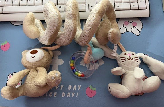 Hochets pour bébé en bas âge, jouets pour poussette, berceau, doux, lapin, ours, jouets suspendus, peluche, apaiser, poupée, accessoires de lit