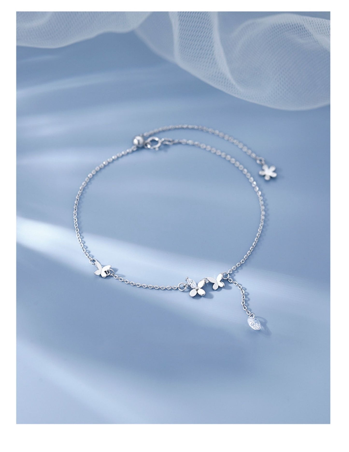S925 Sterling Silver Butterfly Anklet For Women Special-interest Design