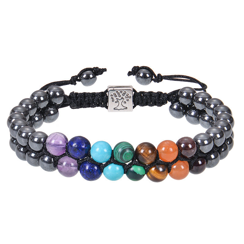 6mm Colorful Natural Stone Double-layer Bracelet