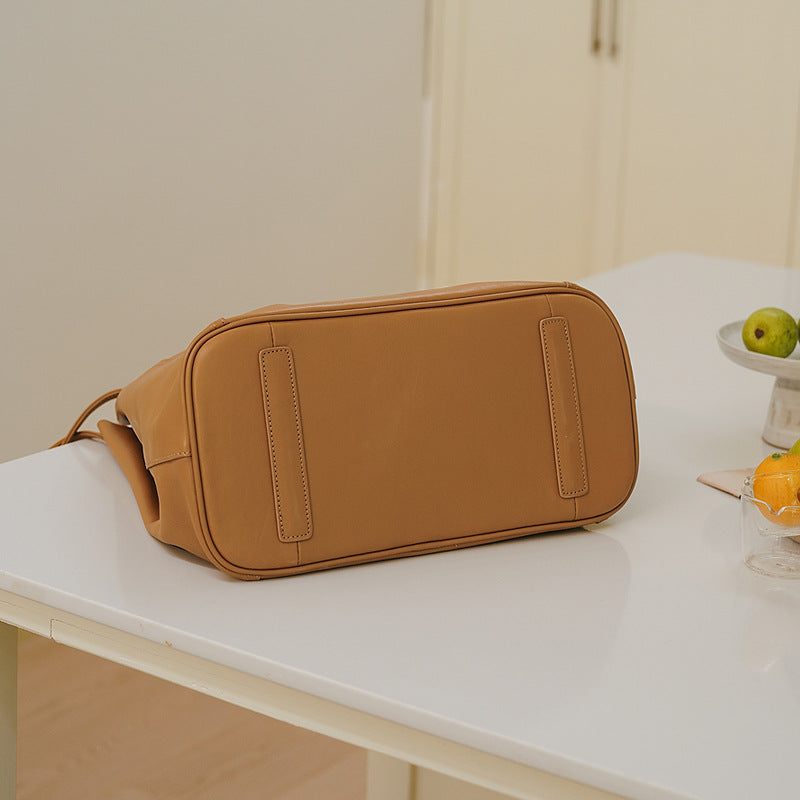 Sac rétro en cuir de vachette souple pour femme, grande capacité