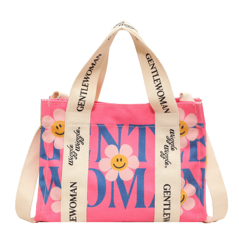 Letter Printed Canvas Bag Large Capacity Crossbody Ladies