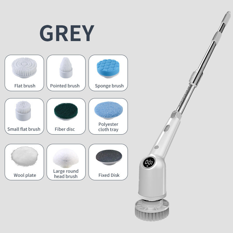 Brosse de nettoyage électrique portative sans fil multifonction à affichage numérique LCD
