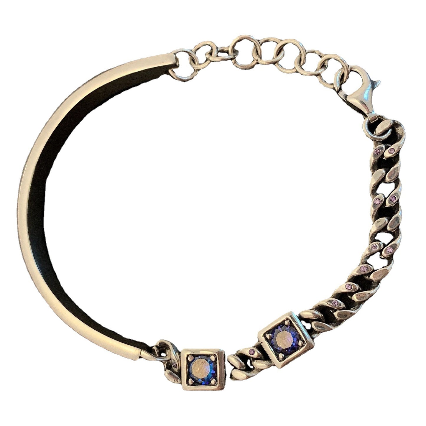 Bracelet à coutures argentées pour femmes, mode rétro