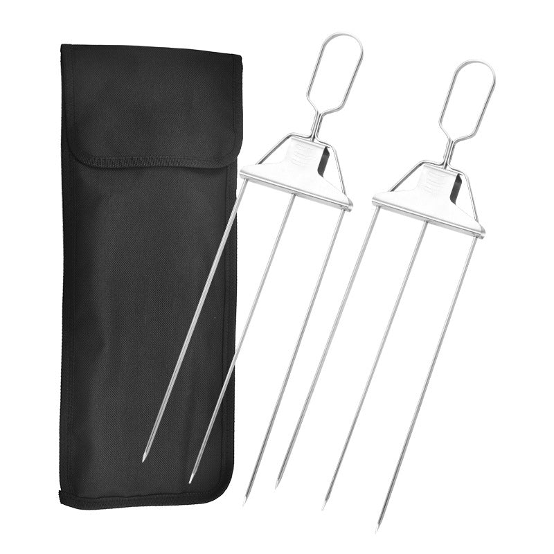 Agujas para brocheta de 3 puntas, tenedores de 3 vías para Kebab, tenedor para parrilla de barbacoa de acero inoxidable, barbacoa doméstica antiadherente