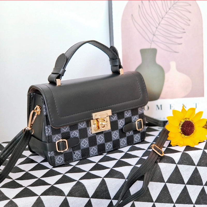 Cómodo bolso cruzado étnico con patrón cuadrado pequeño retro