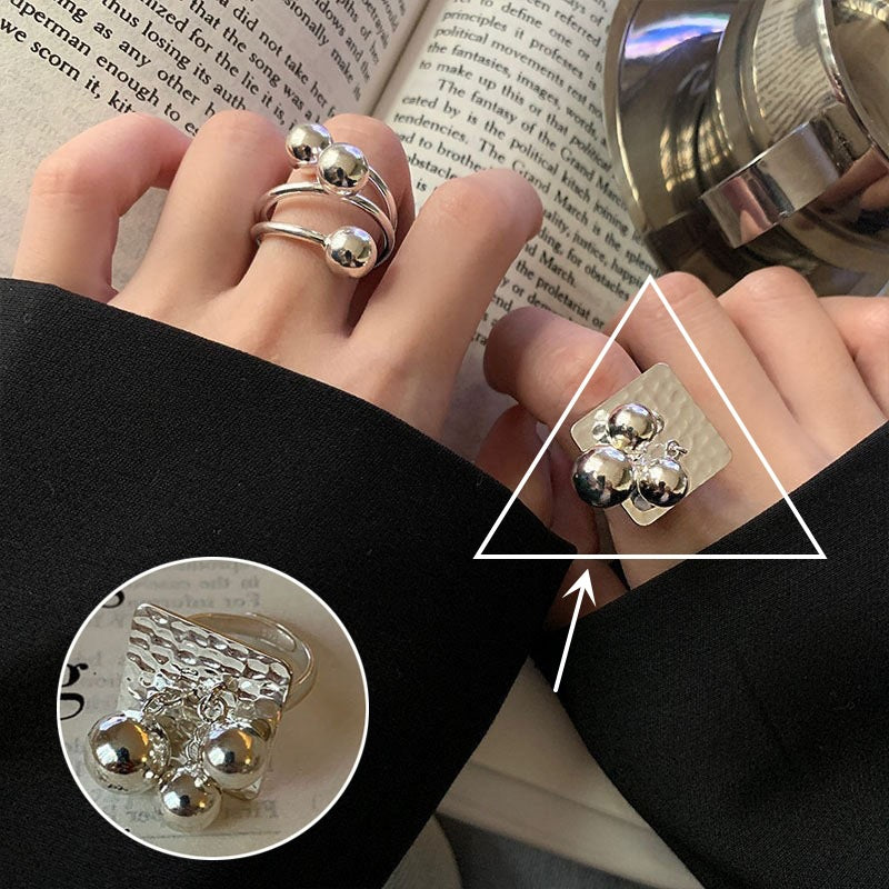 Bague à géométrie exagérée rétro de style coréen pour femmes