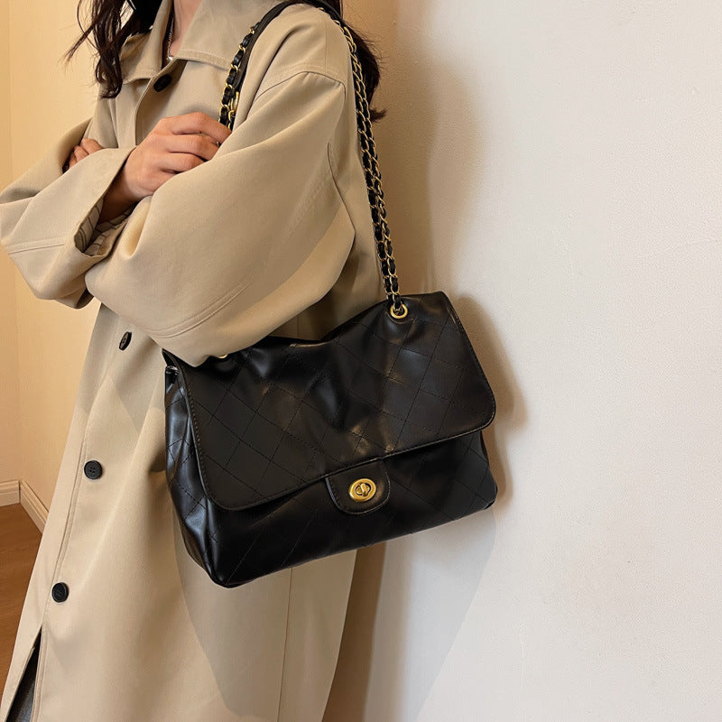 Sac à chaîne en losange rétro Simple de grande capacité, sacoche sous les bras