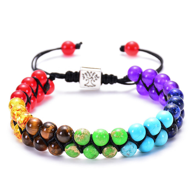 6mm Colorful Natural Stone Double-layer Bracelet