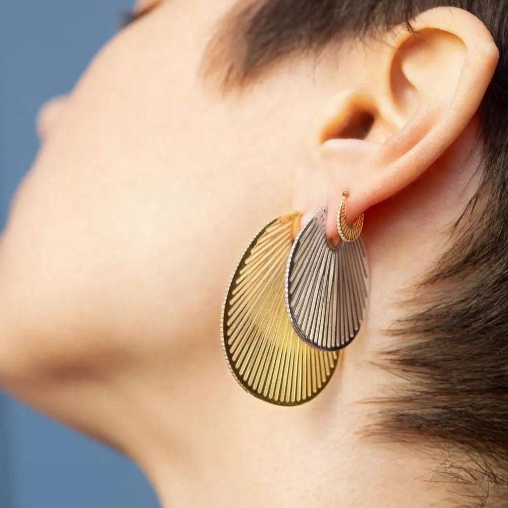 Boucles d'oreilles en or 18 carats et petites, moyennes et grandes boucles d'oreilles en laiton et zircon