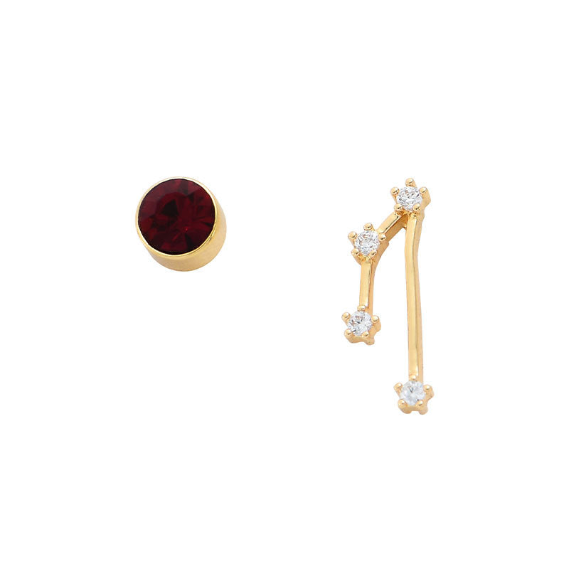 Clous d'oreilles personnalisés, 12 constellations, pierre de naissance, AB, tempérament asymétrique, aiguille auriculaire pour femme