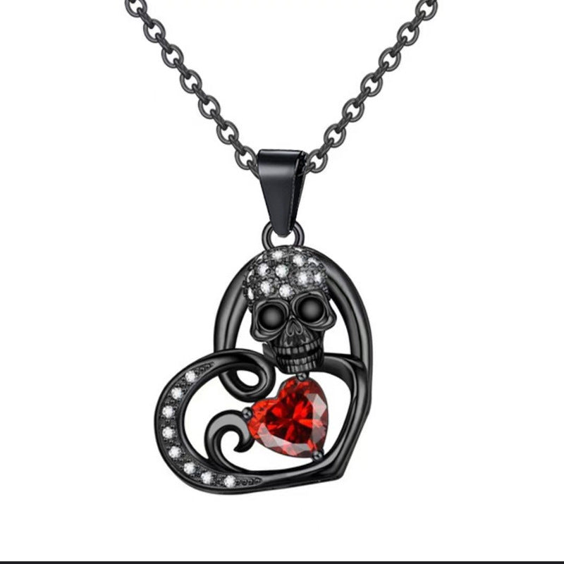 Women's Fashion Love Skull Pendant Necklace