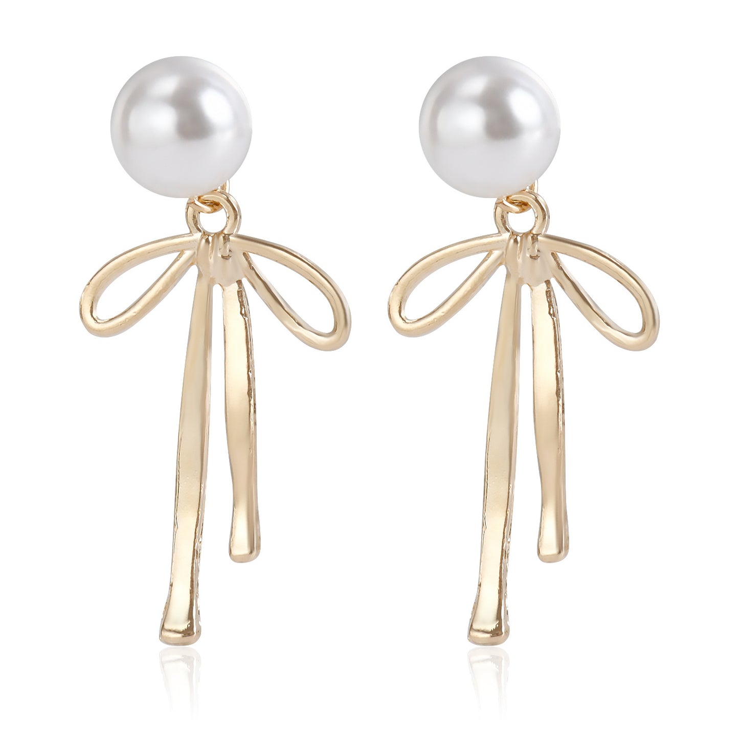 Retro French Pearl Bow Temperament Earrings