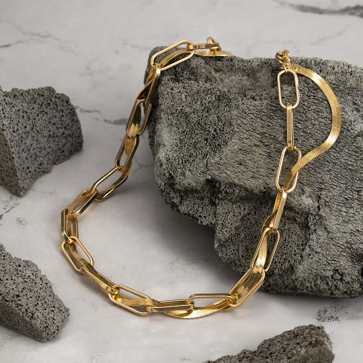 Hip Hop Géométrique Simple Personnalité Serpent Os Chaîne Bracelet