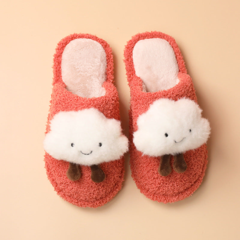 Pantuflas de algodón antideslizantes con lindas nubes de moda para mujer