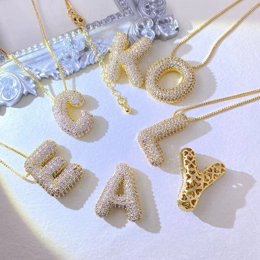 18K Gold Plated Balloon English Letter Pendant Necklace