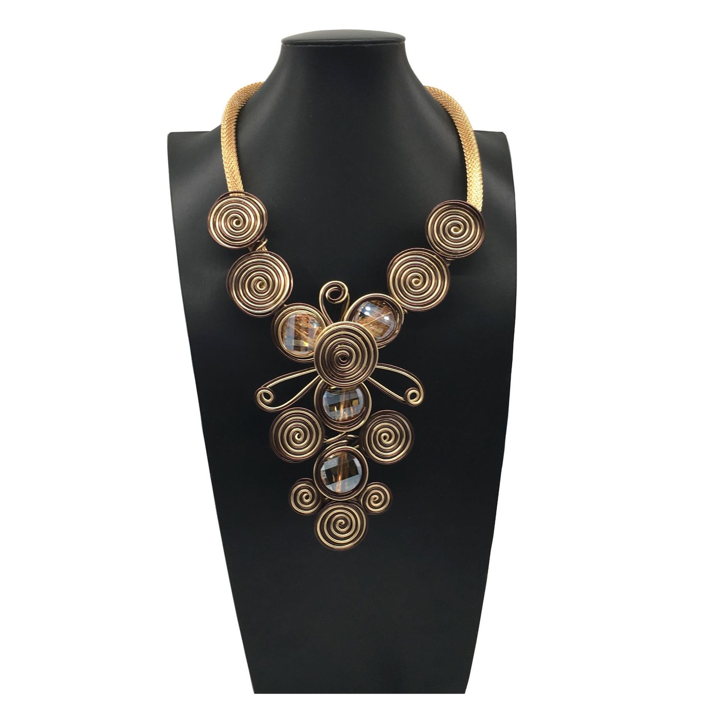 Collier tissé en fil d'aluminium et cristal à la mode