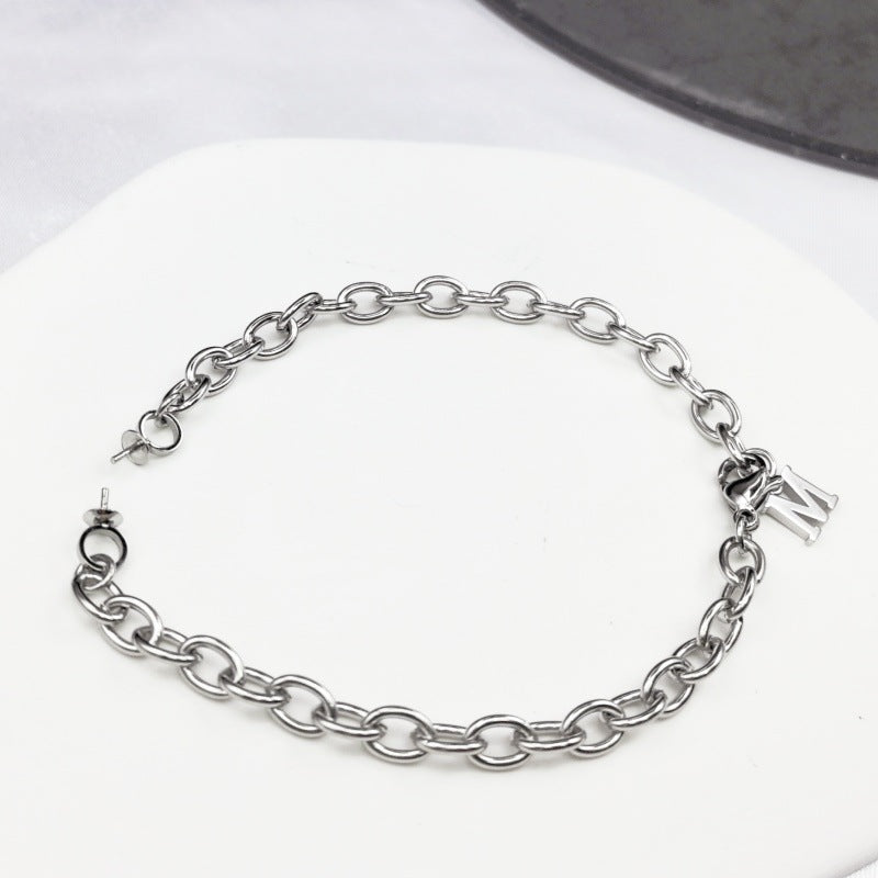 DIY Pearl Accessories Titanium Steel Empty Bracelet Holder