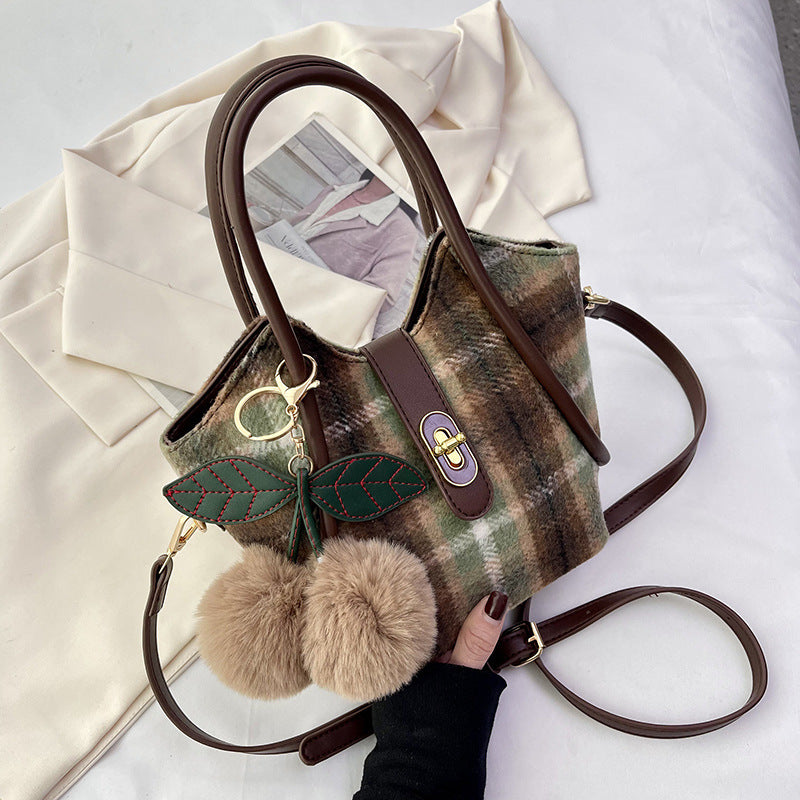 Niche Plaid Mujer Hombro Messenger Bag Retro