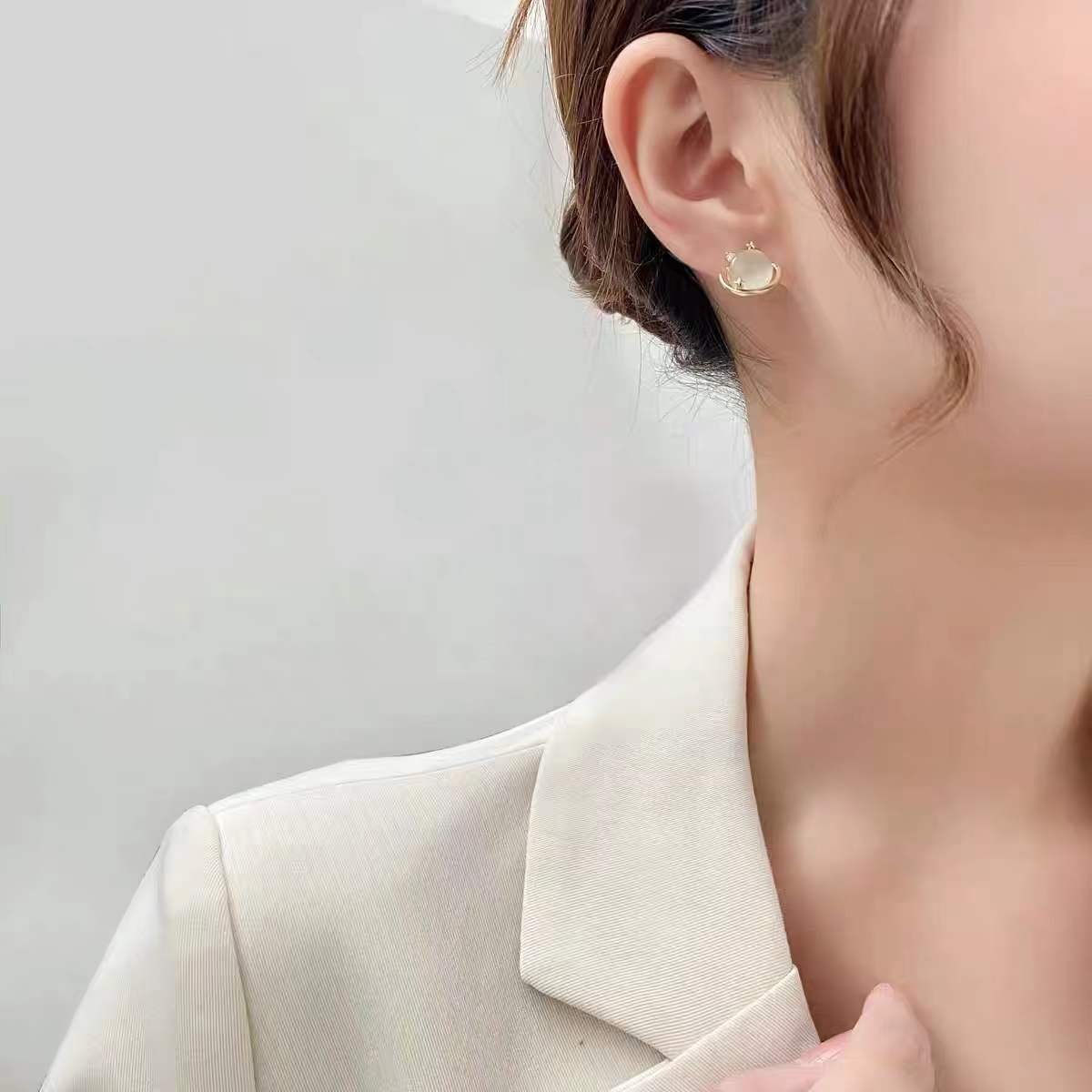 Asymmetric Opal Planet Earrings Women