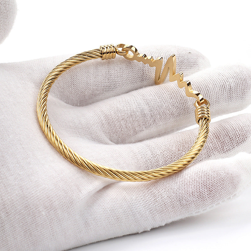 Bracelet ECG en acier inoxydable européen et américain pour femmes