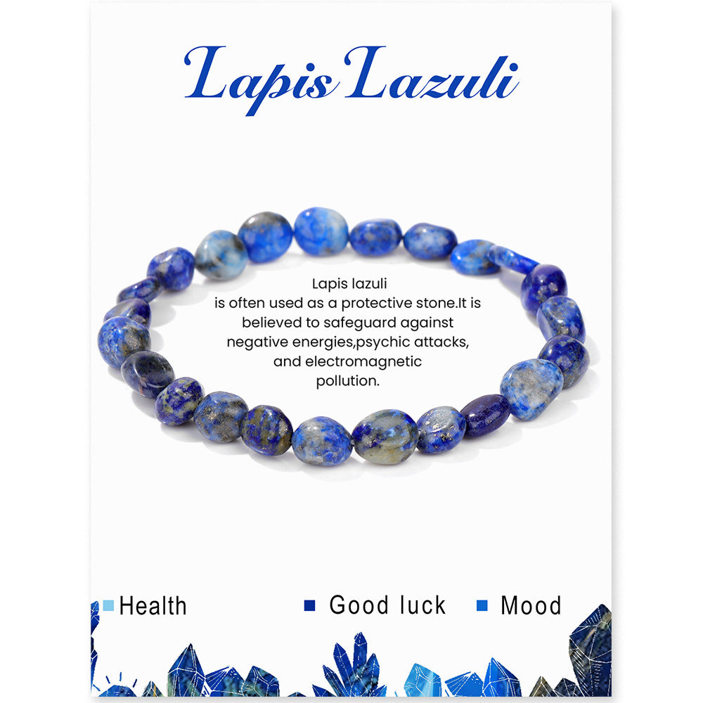 Bracelet élastique irrégulier en pierre brute en or bleu naturel pour femmes