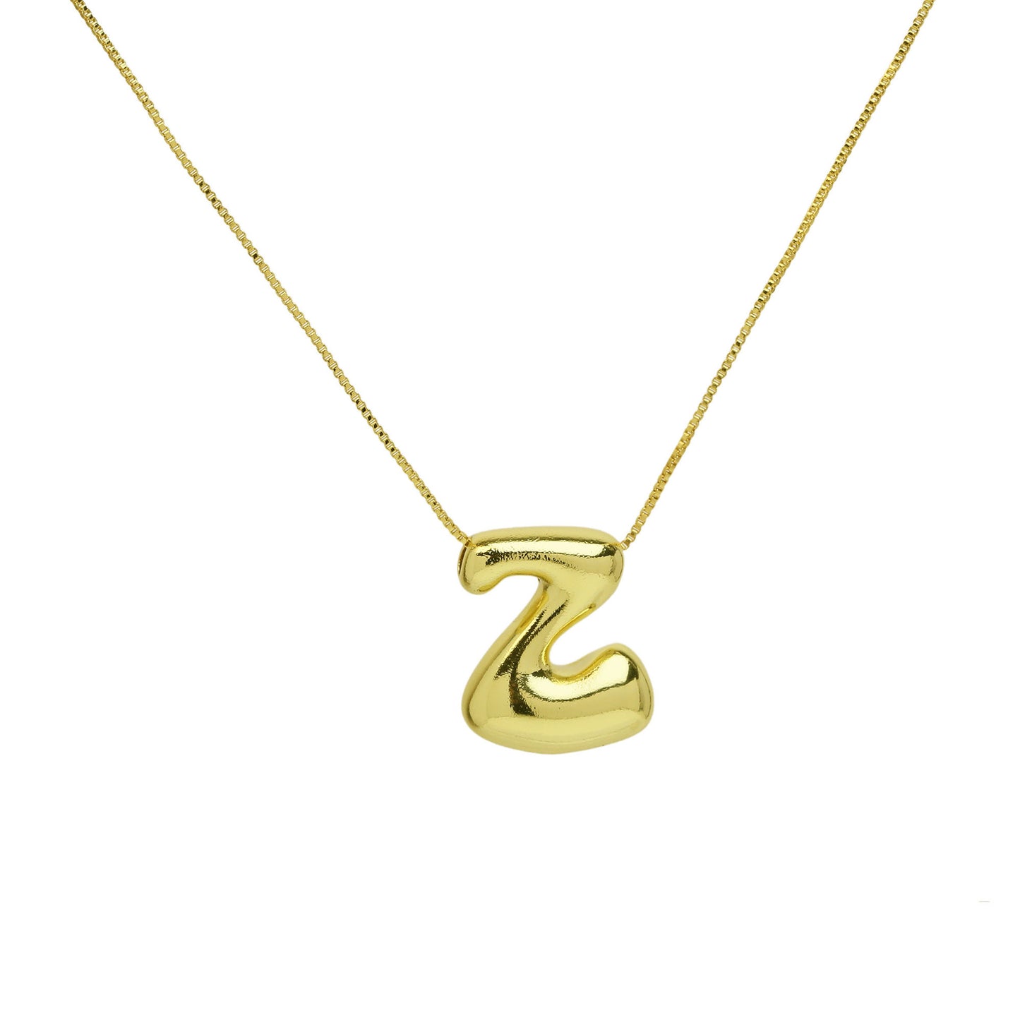 Brass Glossy Balloon English Letter Pendant Necklace