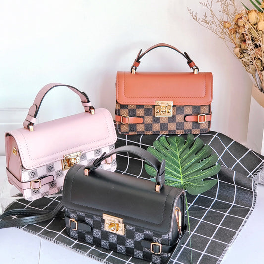 Cómodo bolso cruzado étnico con patrón cuadrado pequeño retro