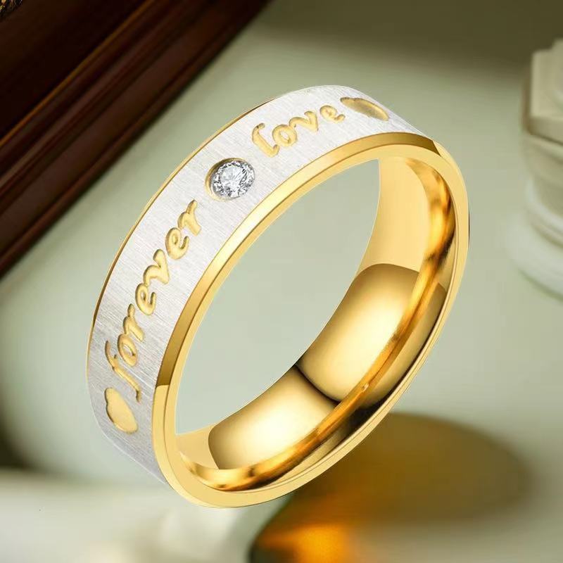Bague en acier inoxydable et diamant en titane