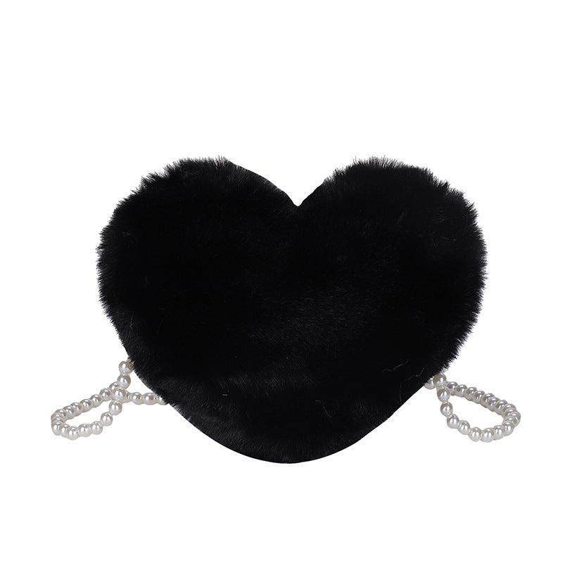 Women's Cute Fashion Furry Heart-shaped Chain Bag
