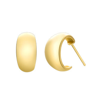 Boucles d'oreilles mates en forme de C, en argent sterling S925, au design simple