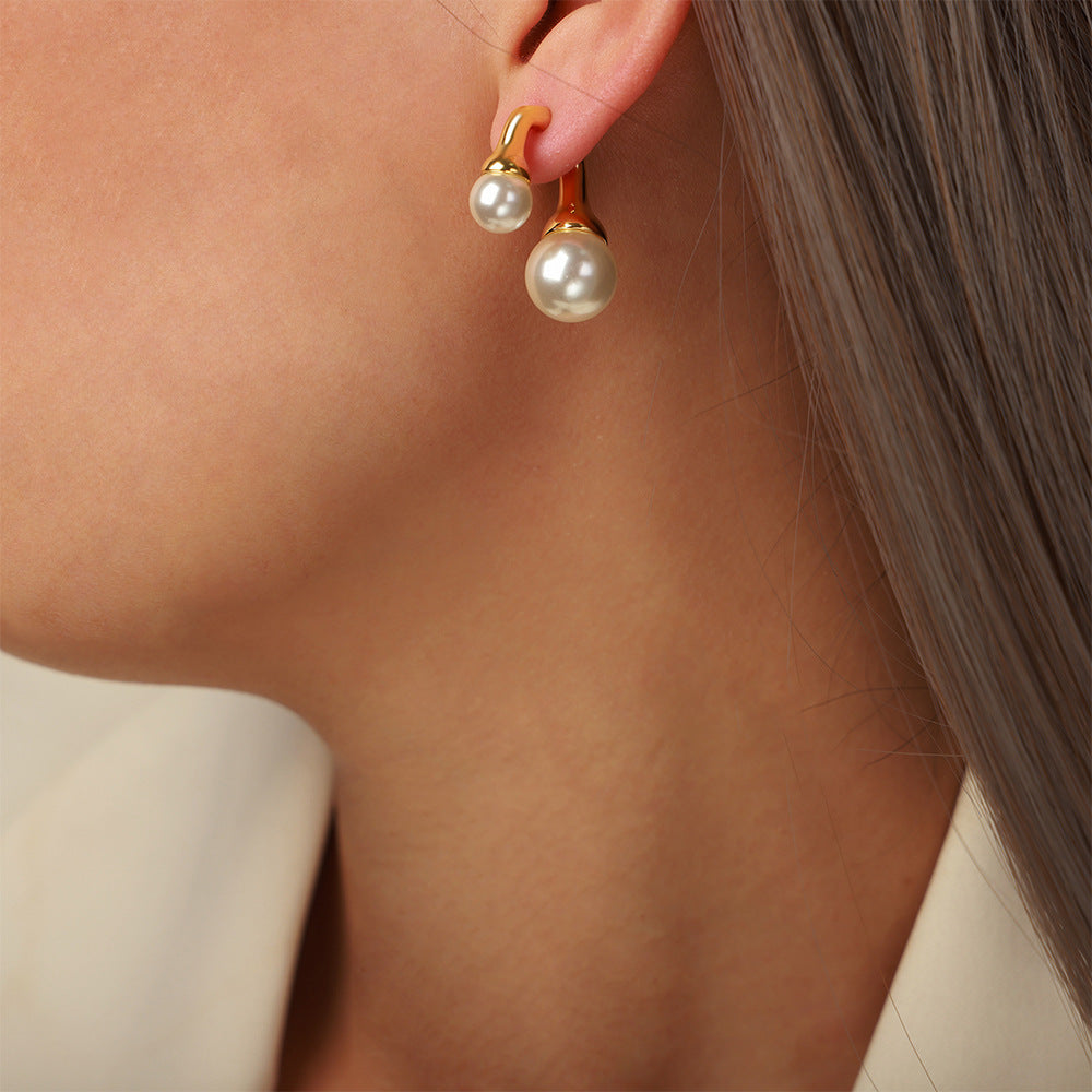 Boucles d'oreilles en perles rondes avant et arrière vintage pour femmes
