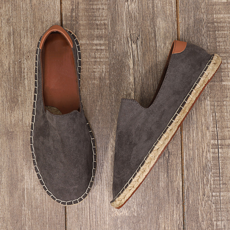 Chaussures en corde de chanvre tissées en paille pour hommes, chaussures en toile à enfiler pour pêcheur