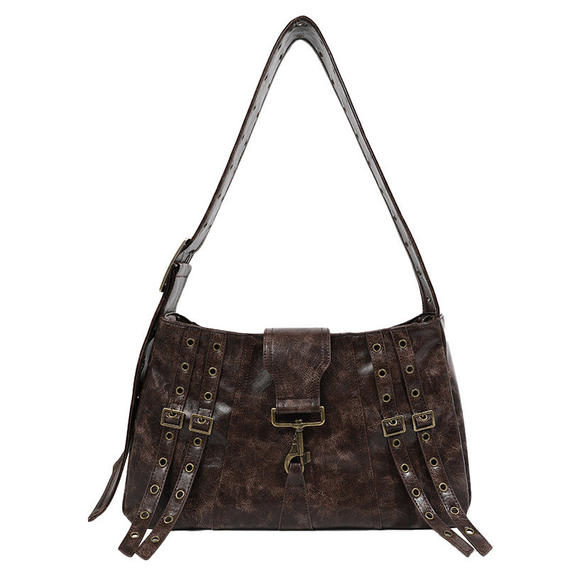 Bandoulière en métal lourd Punk loisirs grande capacité ceinture décoration grand sac