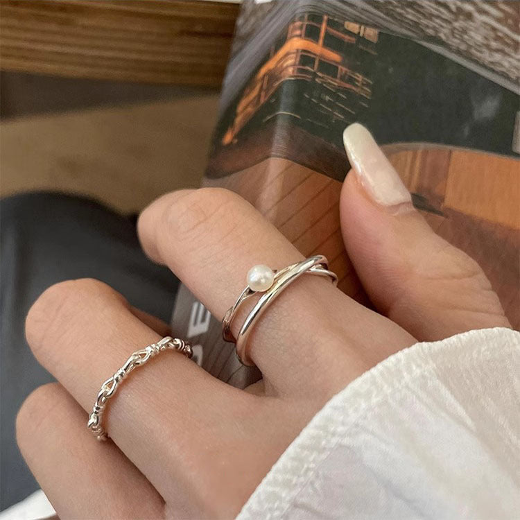Anillo Pulsera Simple Fino Doble Irregular