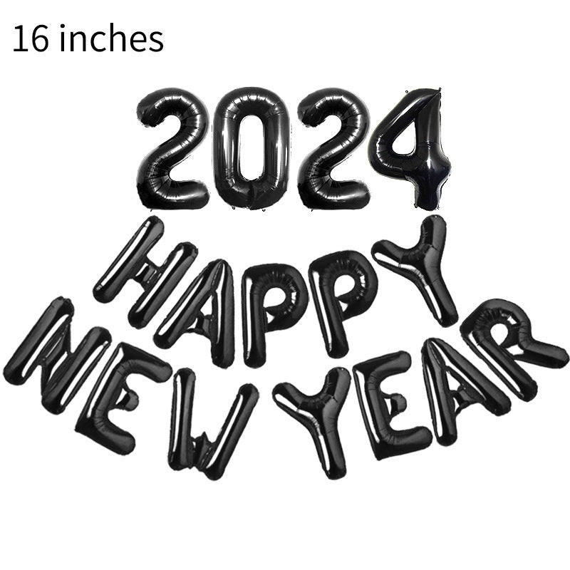 2024 Happy New Year Aluminum Balloon 16-inch Happynewyear