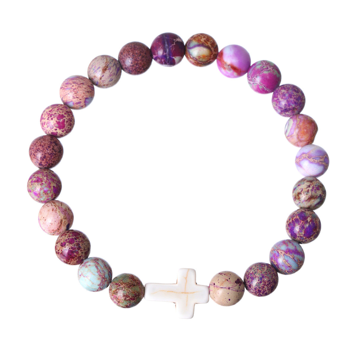 Bracelet perlé en croix de couleurs mélangées en pin impérial