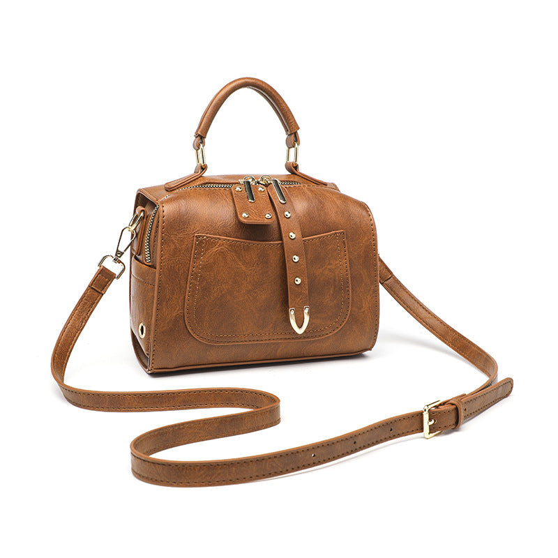 Bolso de un solo hombro de color sólido retro de moda para mujer