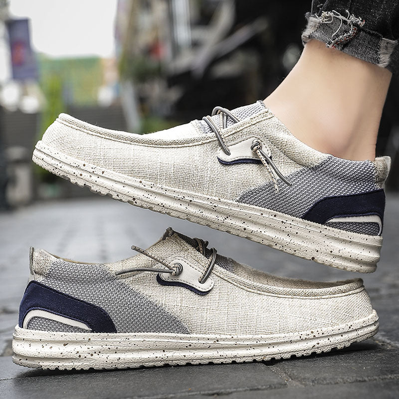 Mocassins en toile ultra légers à fond plat de grande taille pour hommes