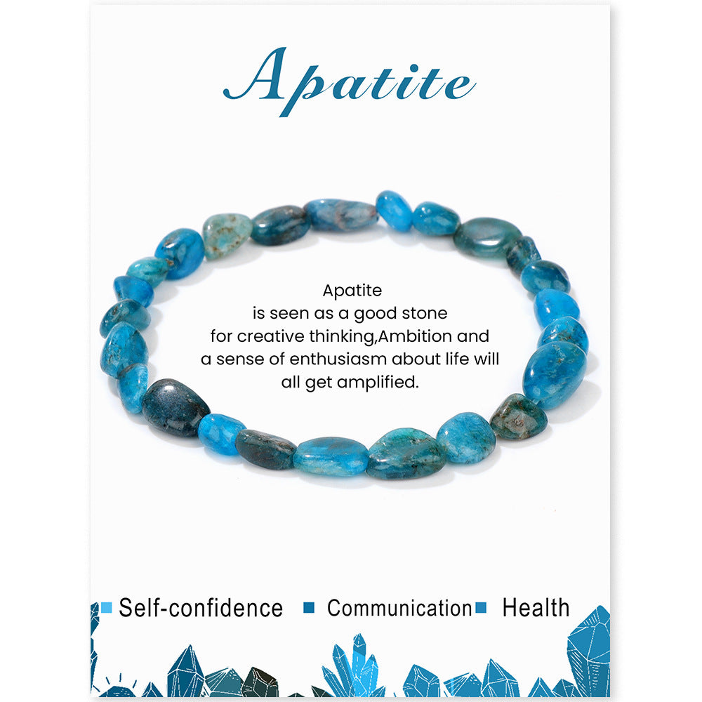 Bracelet élastique irrégulier en pierre brute en or bleu naturel pour femmes