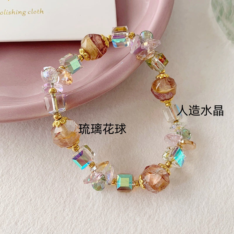 Bracelet en cristal de boule florale de verre de mode