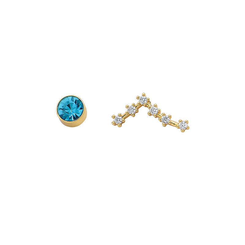 Clous d'oreilles personnalisés, 12 constellations, pierre de naissance, AB, tempérament asymétrique, aiguille auriculaire pour femme
