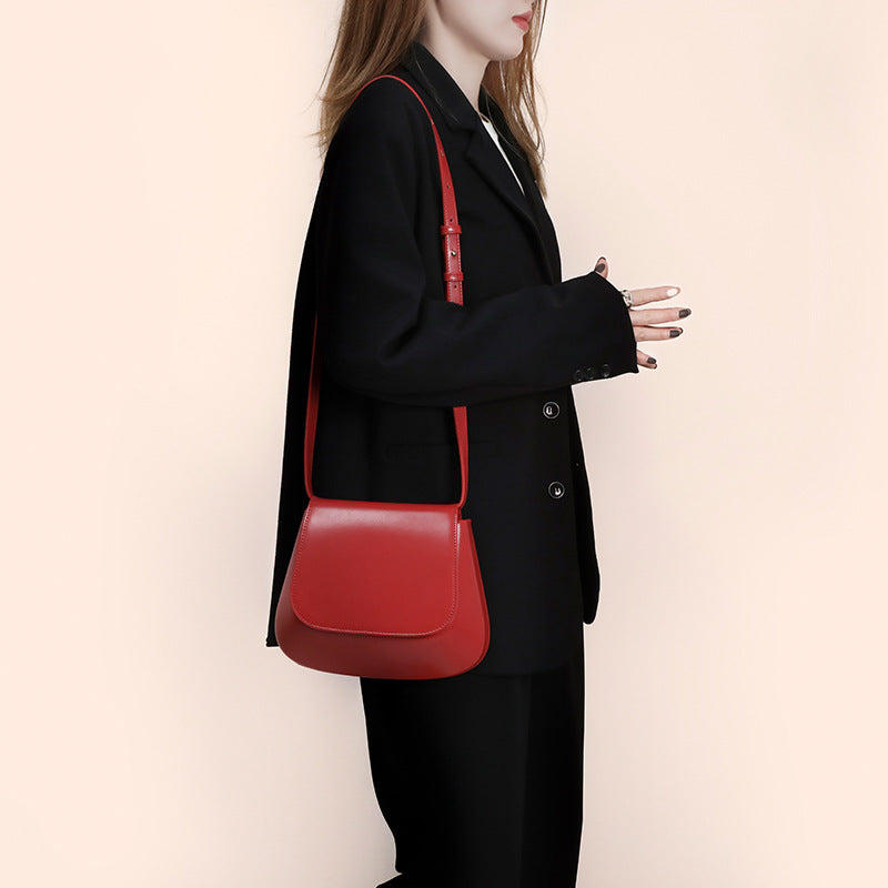 Bolso bandolera de cuero vegano para mujer, bolso de hombro pequeño Retro con correa larga ajustable