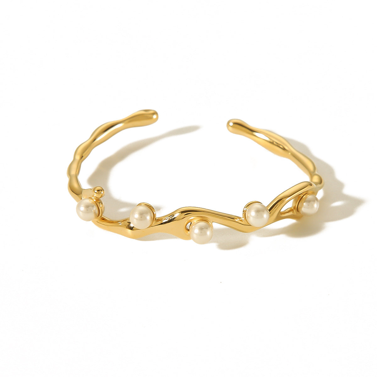 Bracelet d'ouverture de perles incrustées d'acier inoxydable de Style rétro français