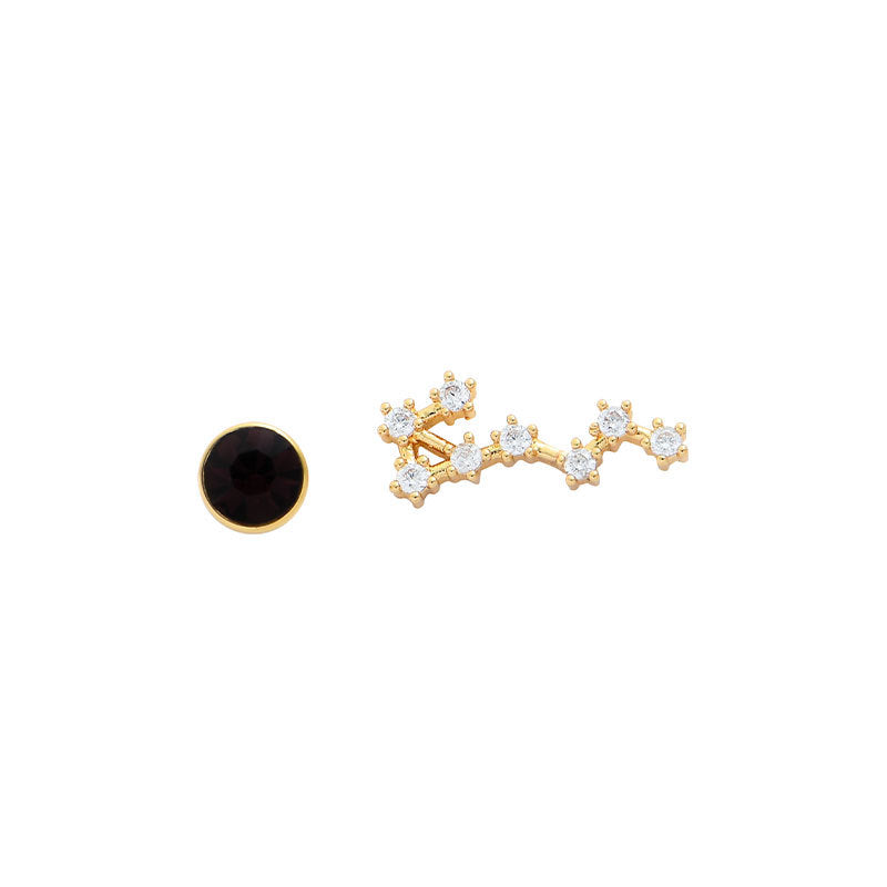 Clous d'oreilles personnalisés, 12 constellations, pierre de naissance, AB, tempérament asymétrique, aiguille auriculaire pour femme