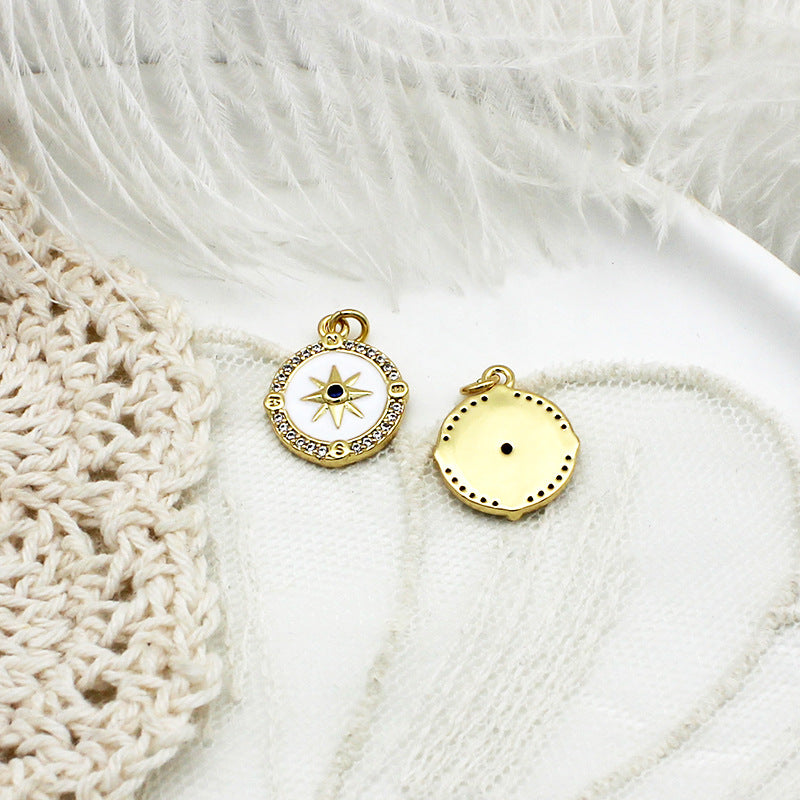 Boussole étoile à Six branches micro-incrustée, pièce suspendue, pendentif, collier, Bracelet, boucles d'oreilles
