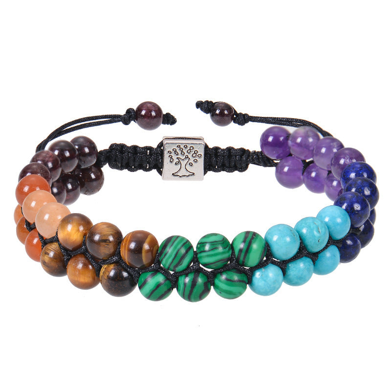 6mm Colorful Natural Stone Double-layer Bracelet